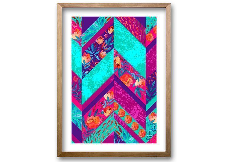 Cuadro ilustración Flor Poligonal - 70x50 cm-0