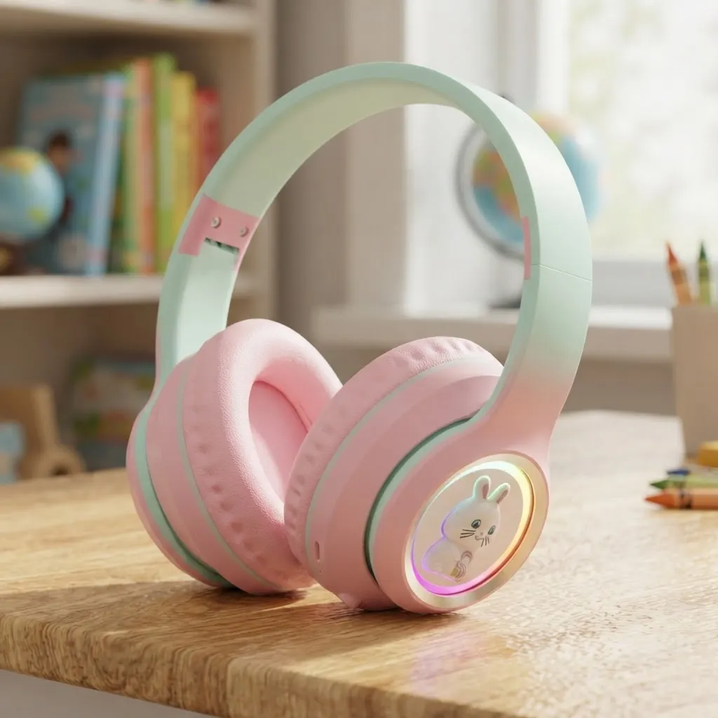 Audifonos Bluetooth Auricular Infantil Conejo Luz Led-2