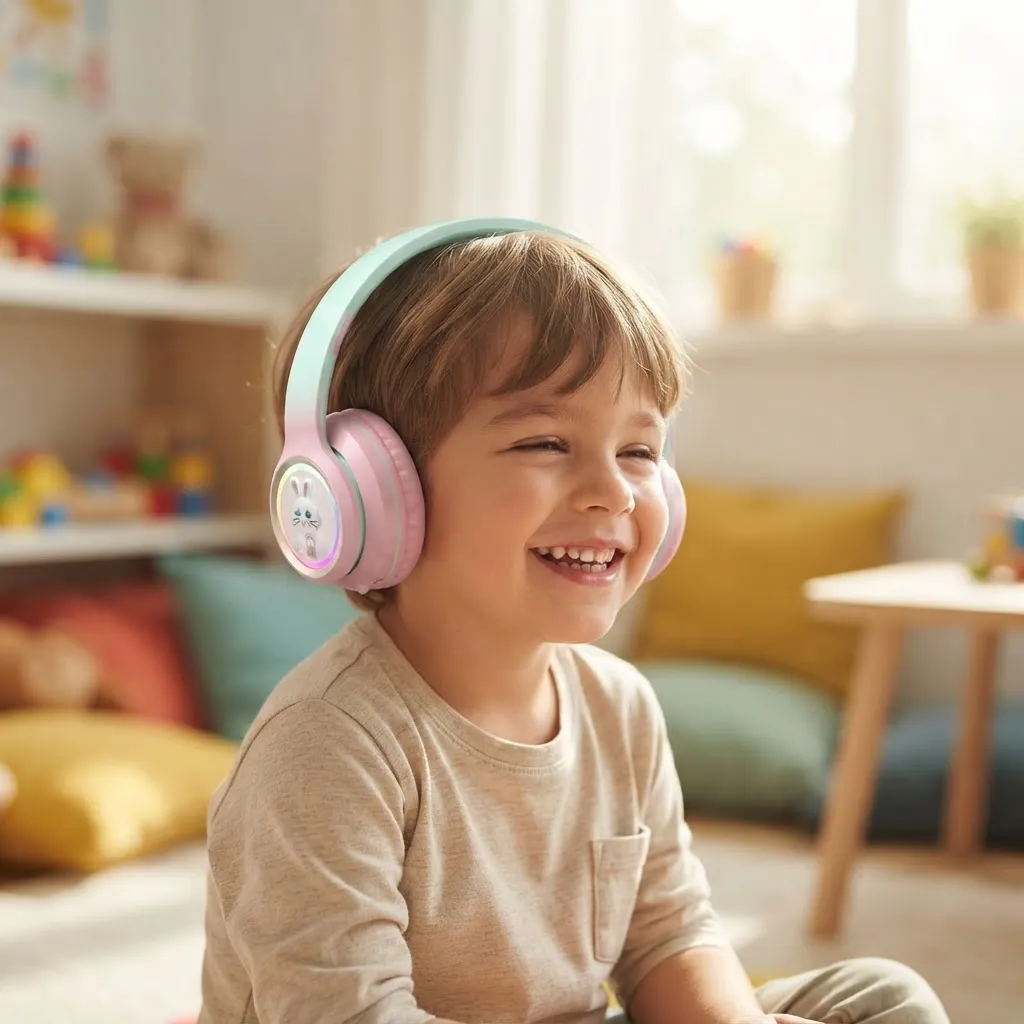 Audifonos Bluetooth Auricular Infantil Conejo Luz Led-3