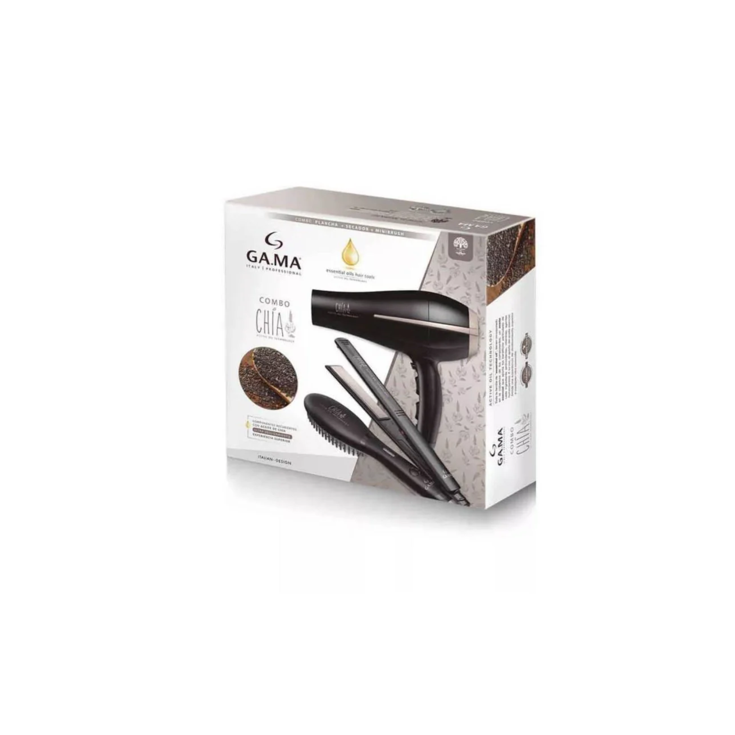 Combo Triple Gama Chia Secador + Alisador + Cepillo-1