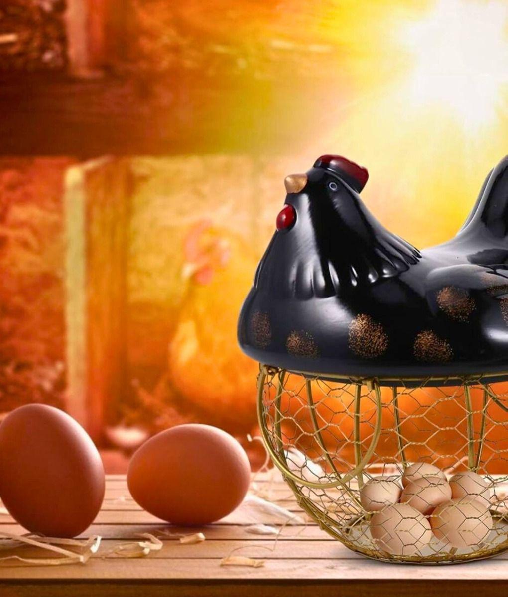 Porta Huevos Decorativo Gallina Cesta Almacenamiento Jhn-7