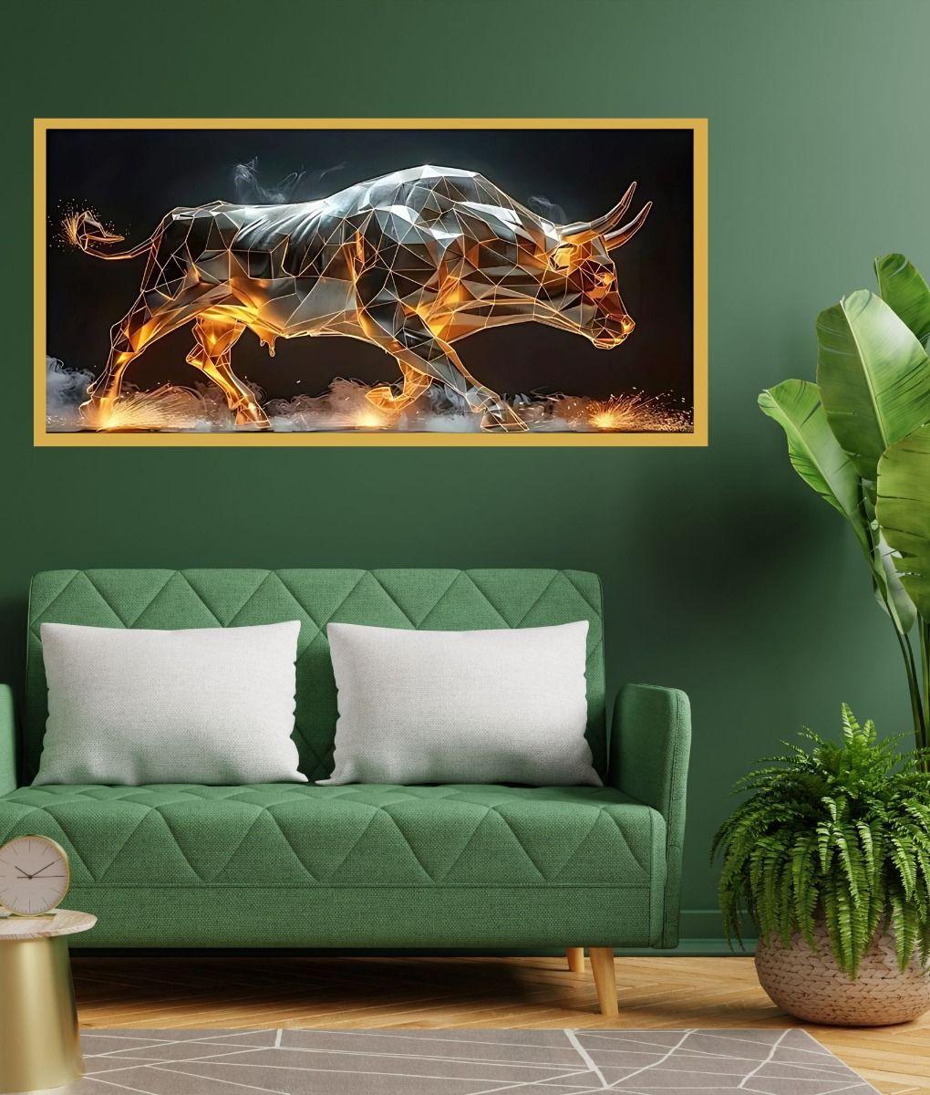 Cuadro Decorativo Arte Abstracto Moderno Toro Fuego Jhn-5