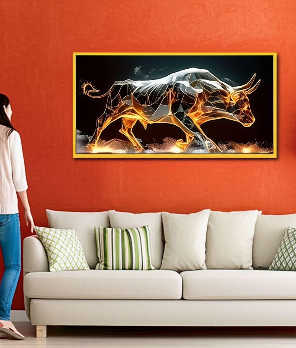 Cuadro Decorativo Arte Abstracto Moderno Toro Fuego Jhn-8