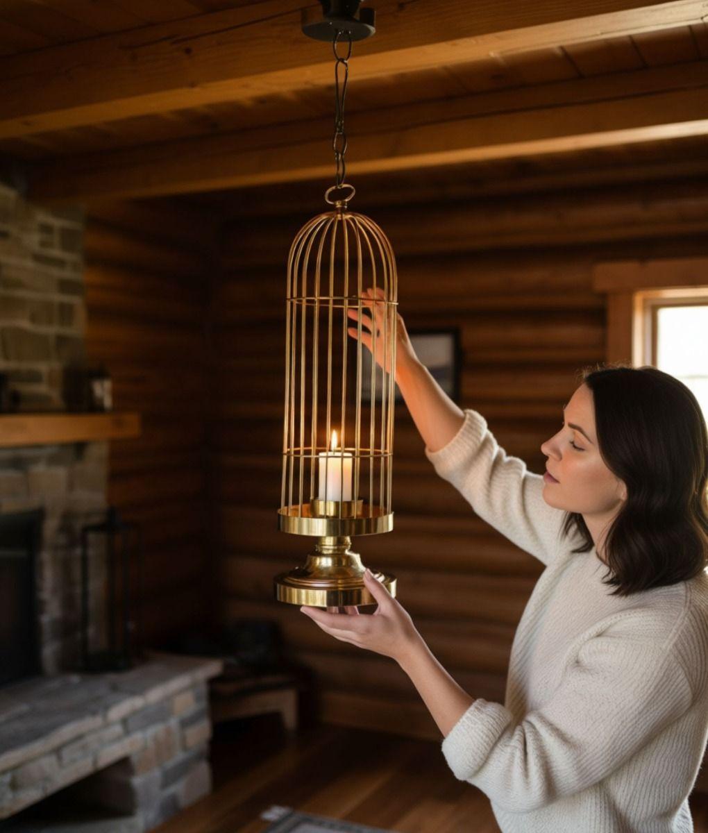 Portavelas Decorativo Jaula Soporte Adorno Moderno Jhn-3