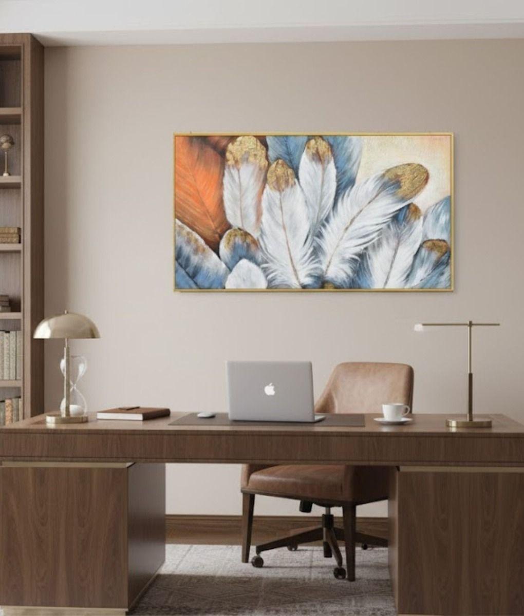 Cuadro Decorativo Plumas Abstractas Adorno Pared Jhn-9