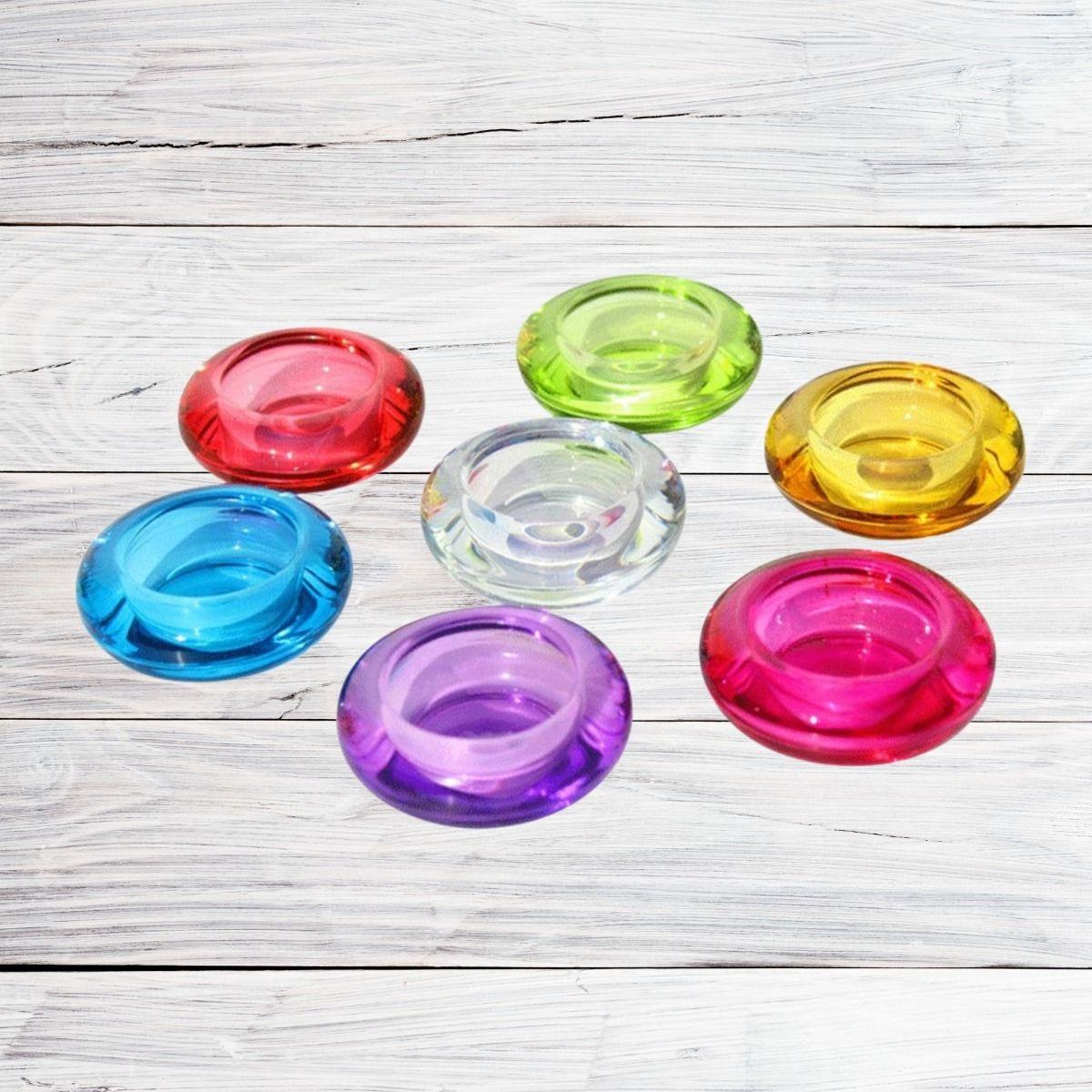 Set 6 Portavelas Cristal Colores Vibrante Compacto Hogar Lau-1