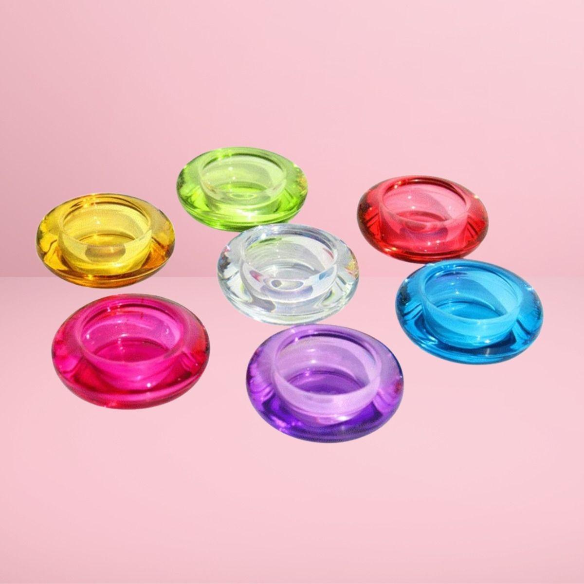 Set 6 Portavelas Cristal Colores Vibrante Compacto Hogar Lau-6
