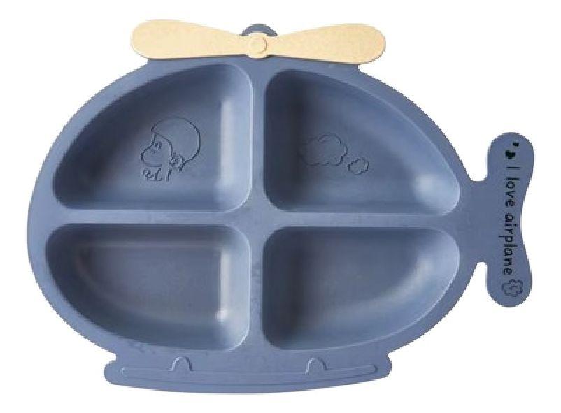 Set 3 Platos Silicona Diseño Helicoptero Entrena Niños Lau-0