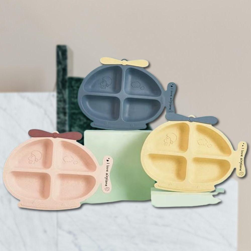 Set 3 Platos Silicona Diseño Helicoptero Entrena Niños Lau-8