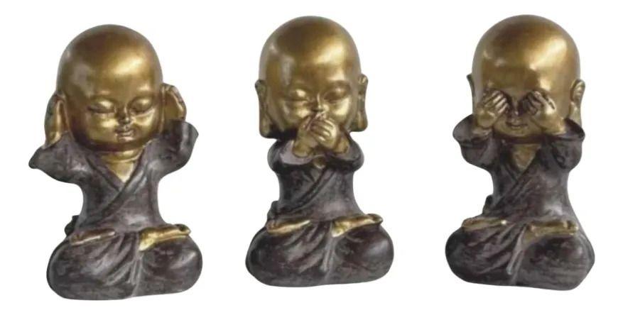 Set 3 Figura Decorativa Monje Budista Sabio Zen Adorno Jhn-0