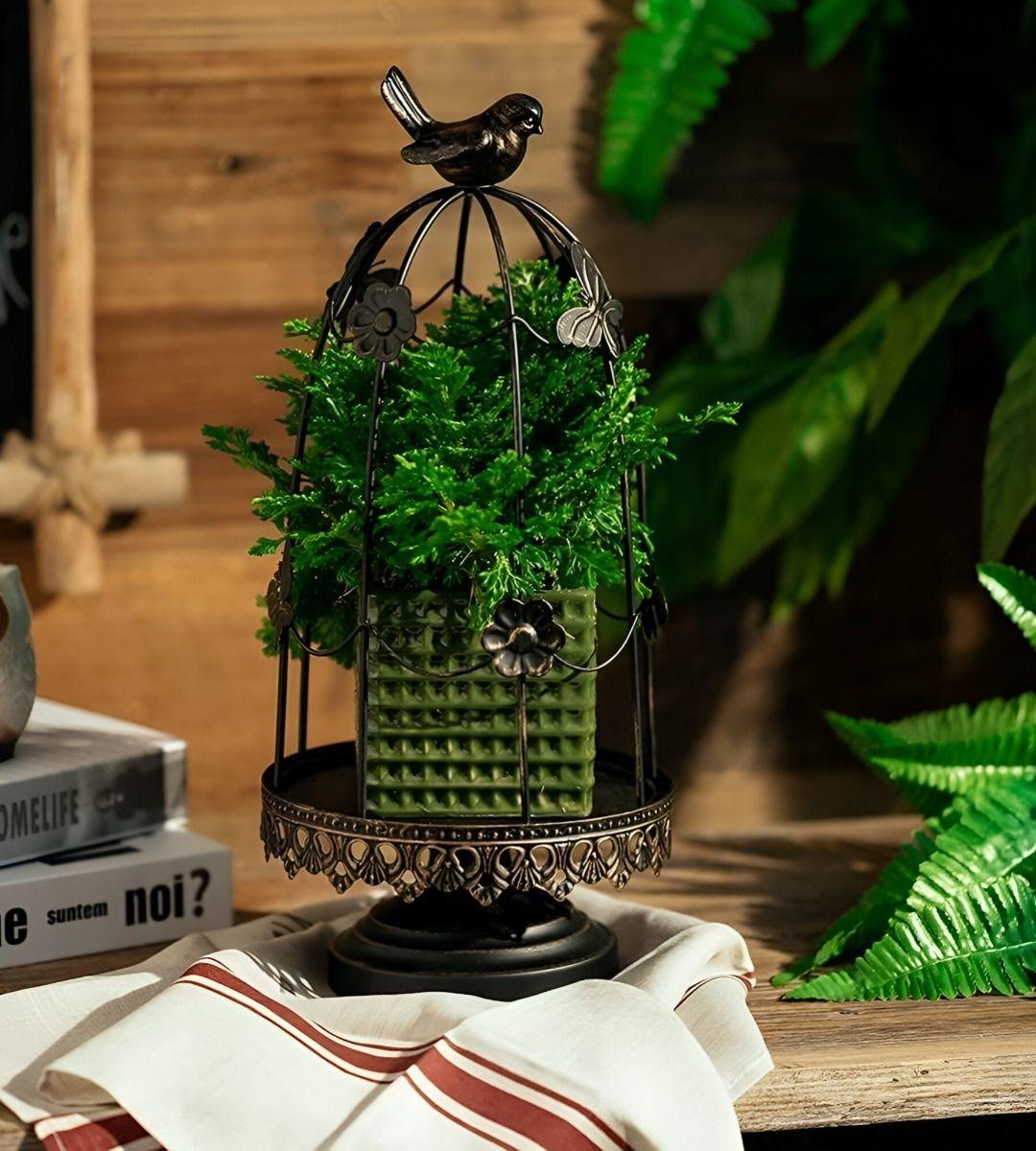 Portavelas Decorativo Jaula Pájaros Multifunción 38cm Jhn-4