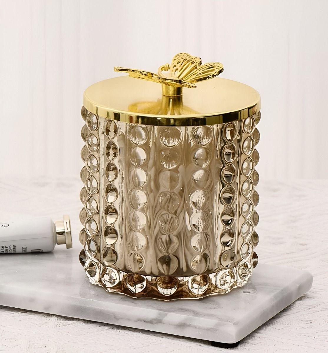 Tarro Almacenamiento Decorativo Cristal Vidrio Tapa Jhn-2
