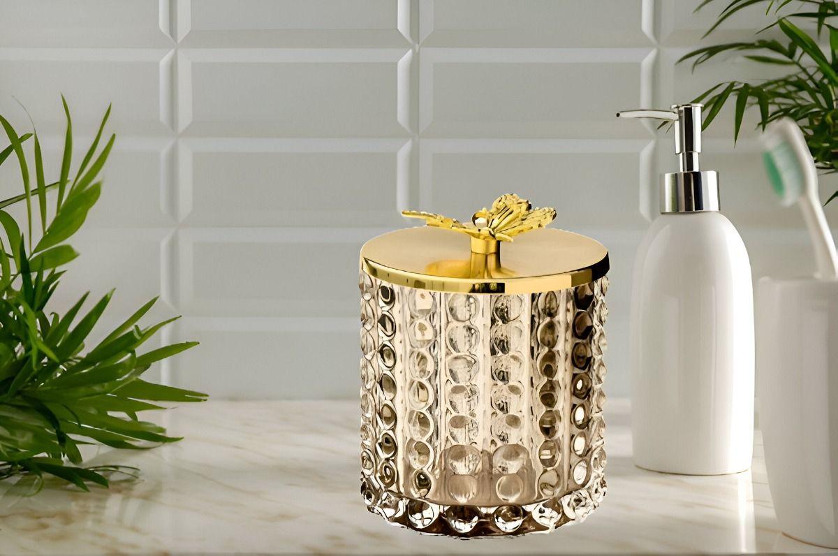 Tarro Almacenamiento Decorativo Cristal Vidrio Tapa Jhn-6