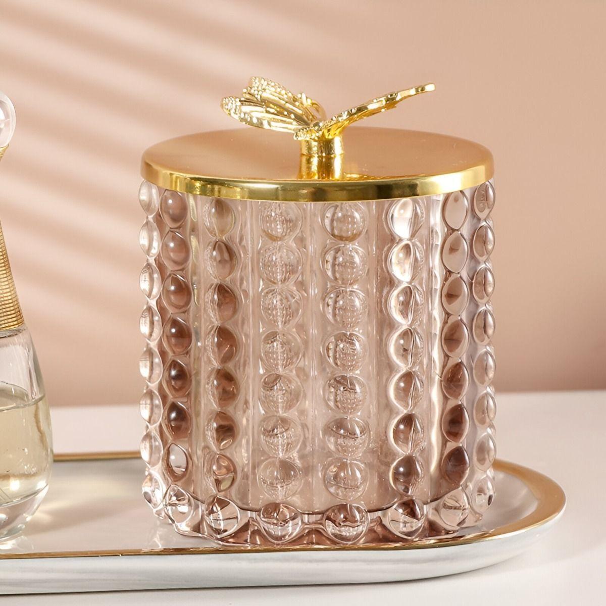 Tarro Almacenamiento Decorativo Cristal Vidrio Tapa Jhn-9