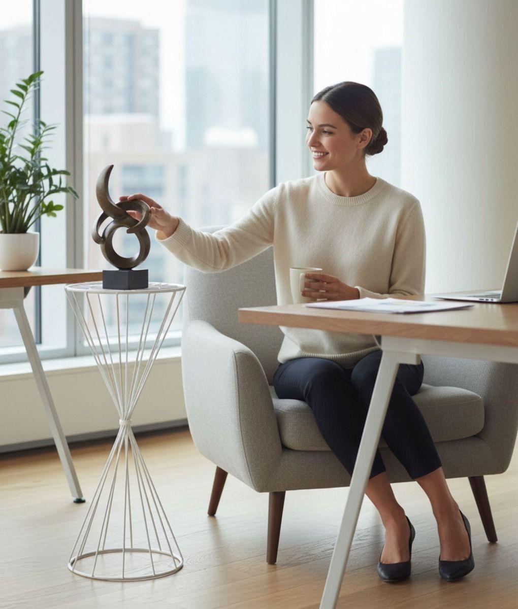 Mesa Auxiliar Centro Cruzada Forma Reloj Arena Funcional Jhn-3