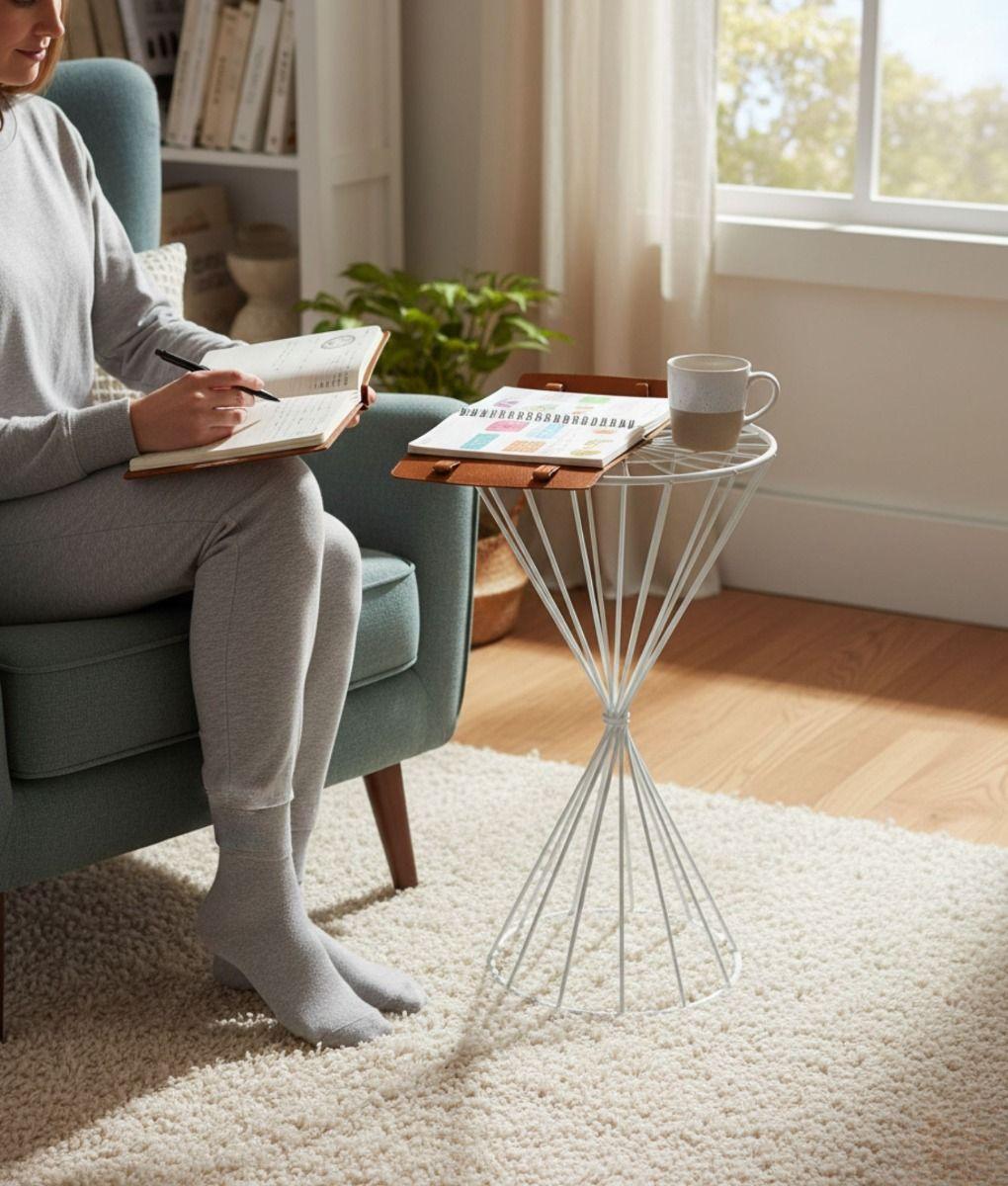 Mesa Auxiliar Centro Cruzada Forma Reloj Arena Funcional Jhn-4