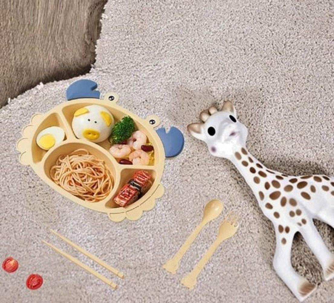 Set 3 Platos Silicona Forma Cangrejo Entrenamiento Niños Lau-1