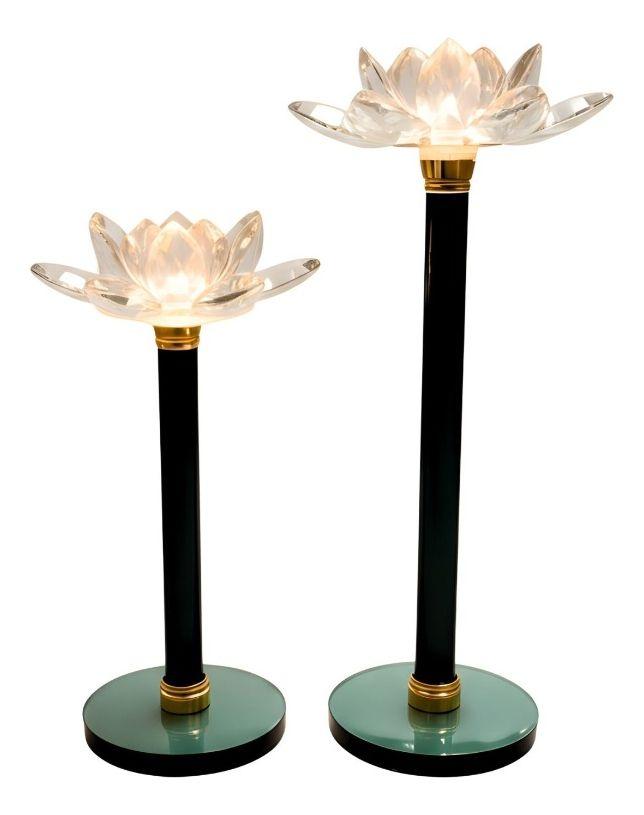 Set 2 Portavelas Decorativo Funcional Mesa Flor Loto Jhn-0