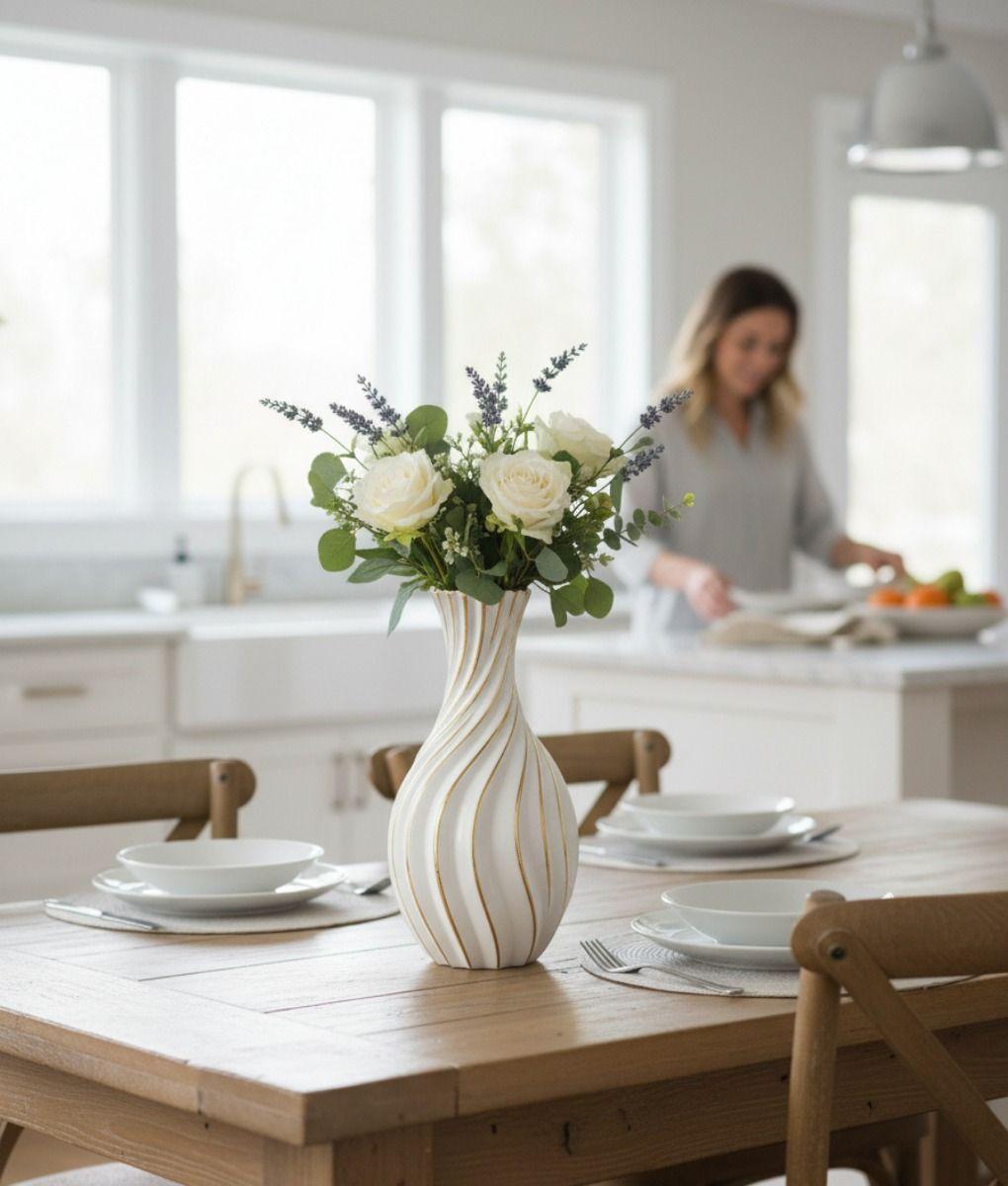 Florero Decorativo Jarrón Escultural Diseño Remolino Jhn-7