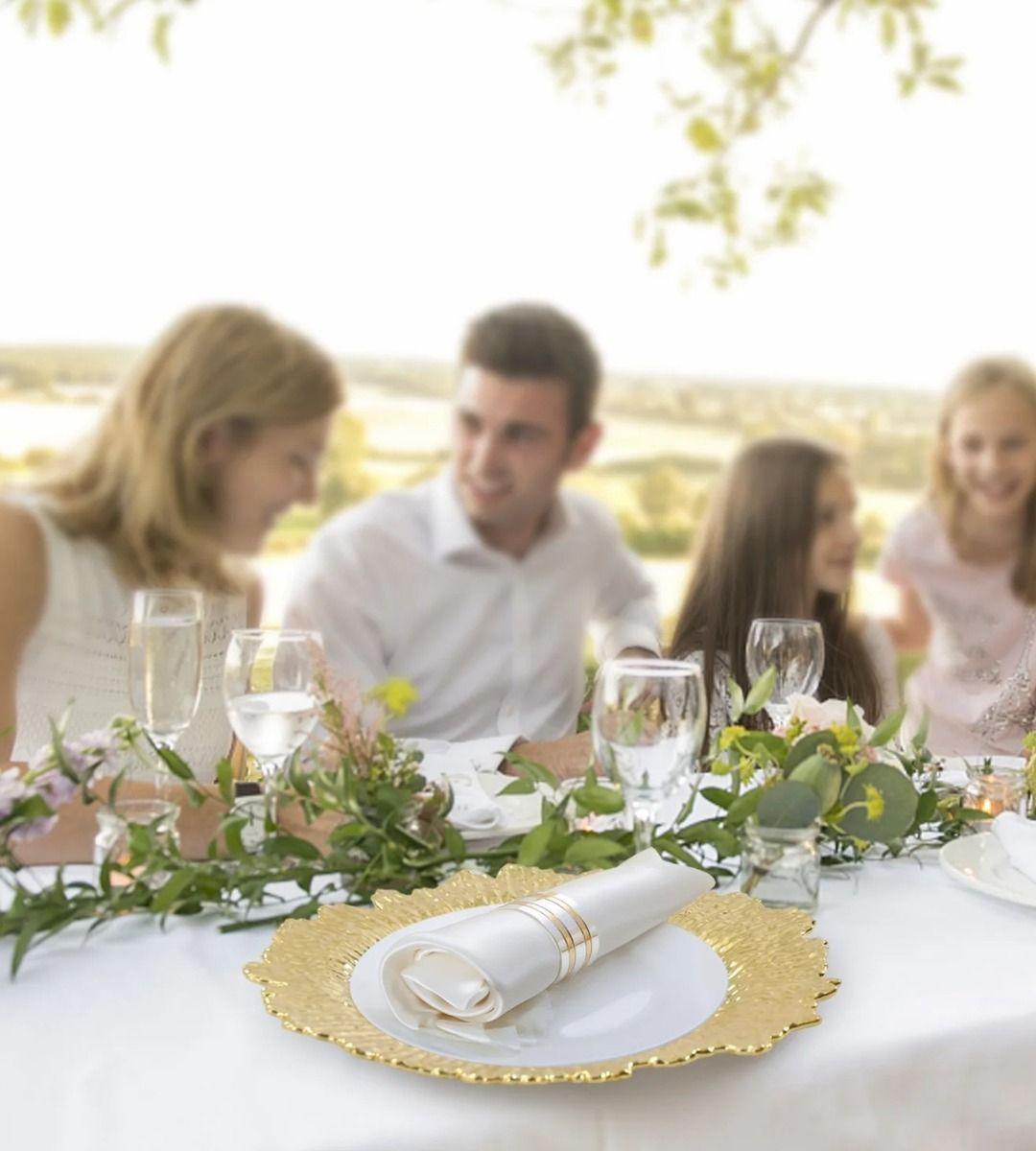 Set 3 Plato Redondo Dorado Arrecife Mesa Decorativo Jhn-3