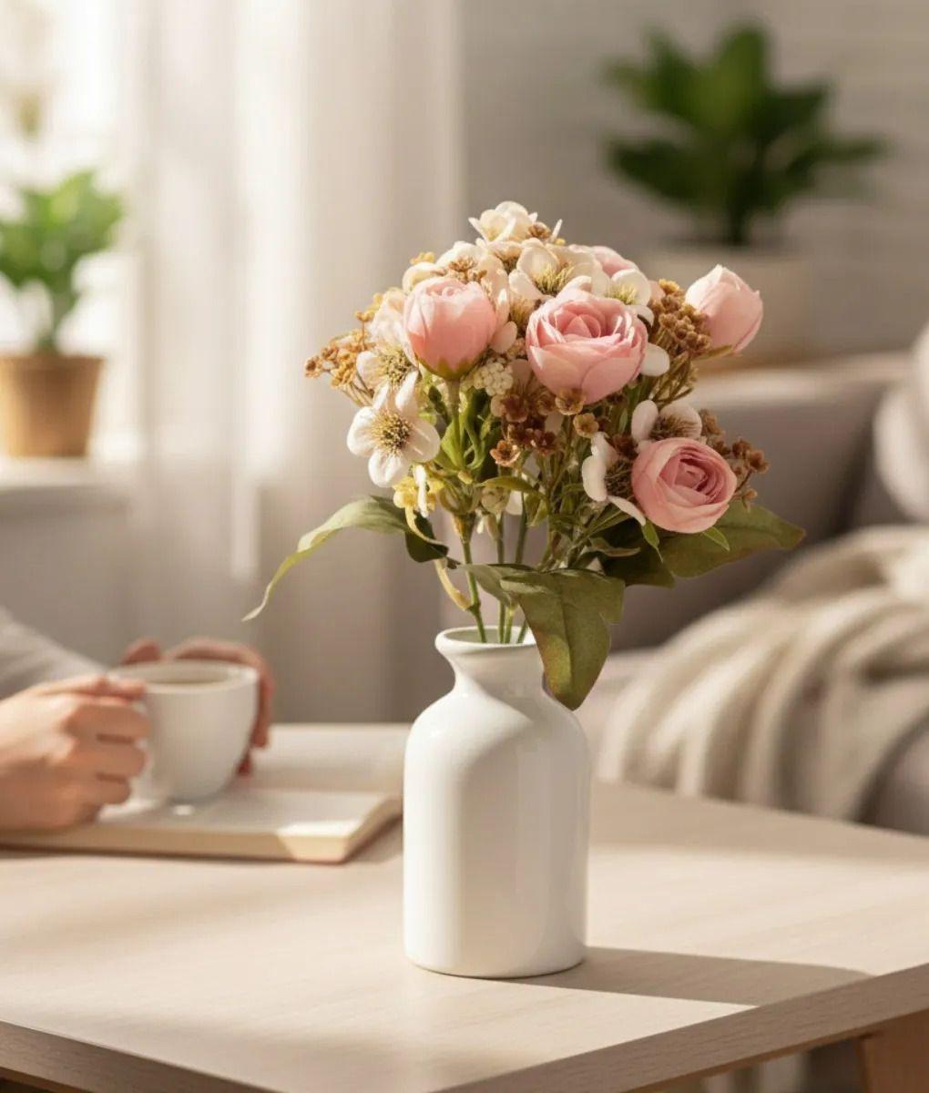 Set 4 Ramo Decorativo Flores Artificiales Adorno Hogar Jhn-5