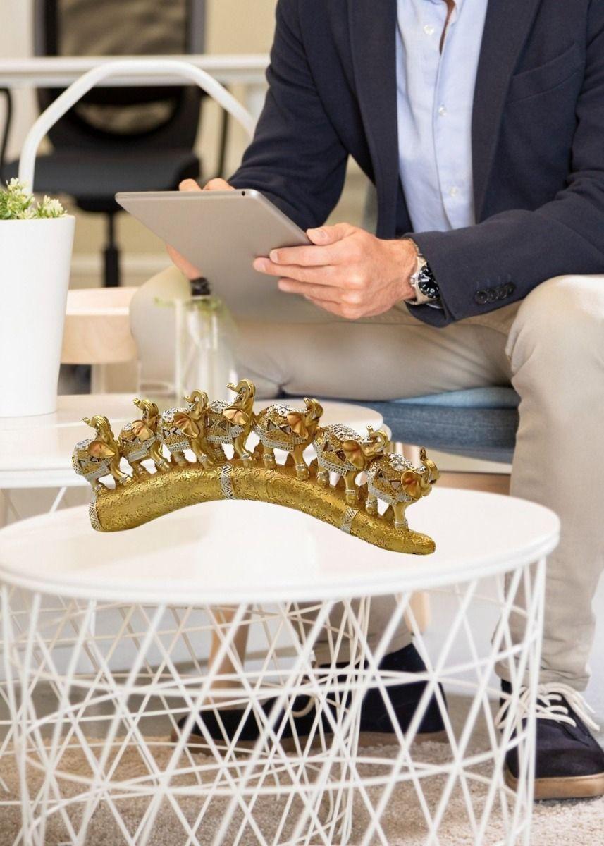 Estatua Decorativa Colmillo Elefantes Suerte Hogar Jhn-4