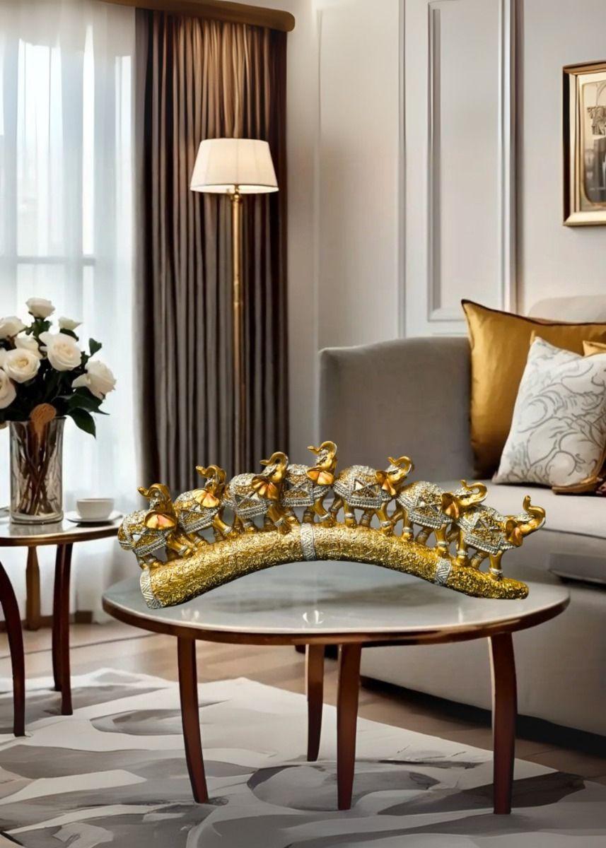 Estatua Decorativa Colmillo Elefantes Suerte Hogar Jhn-6