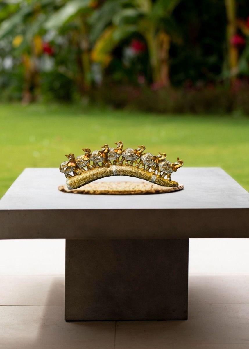 Estatua Decorativa Colmillo Elefantes Suerte Hogar Jhn-8