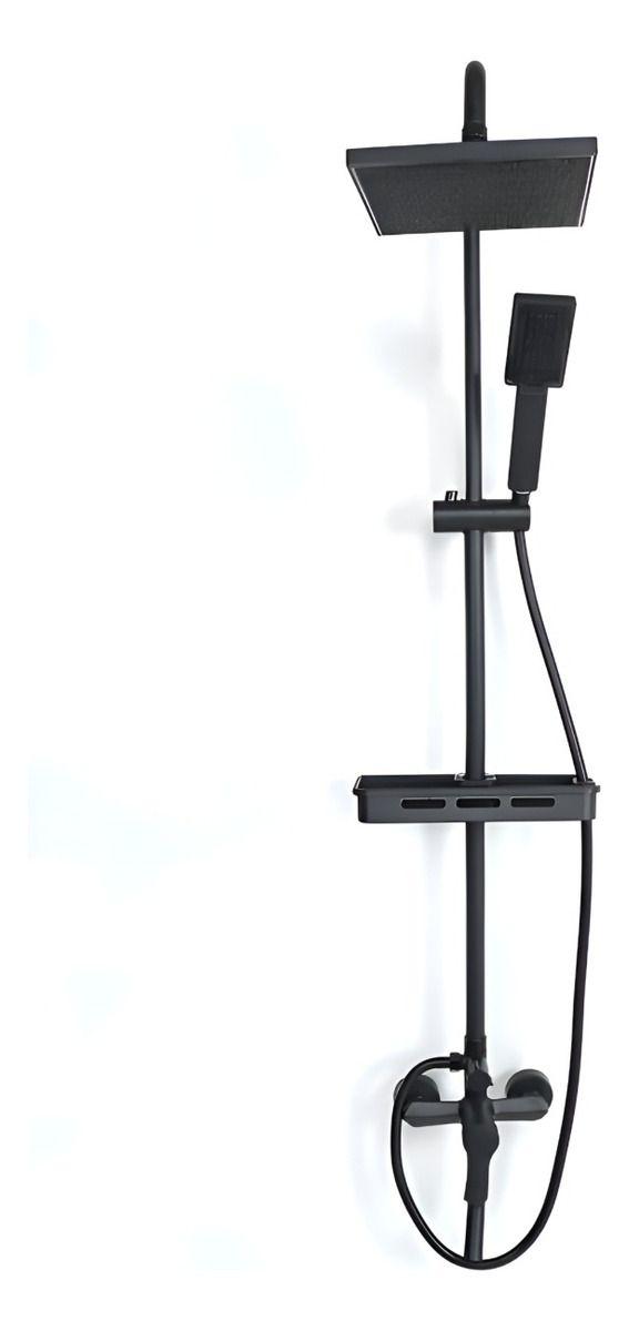 Ducha Columna Moderna Cuadrado Negro Mate 3 Funciones Jhn-3