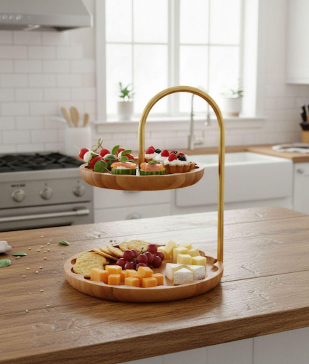 Bandeja Decorativa Multifuncional Soporte Dos Niveles Jhn-7