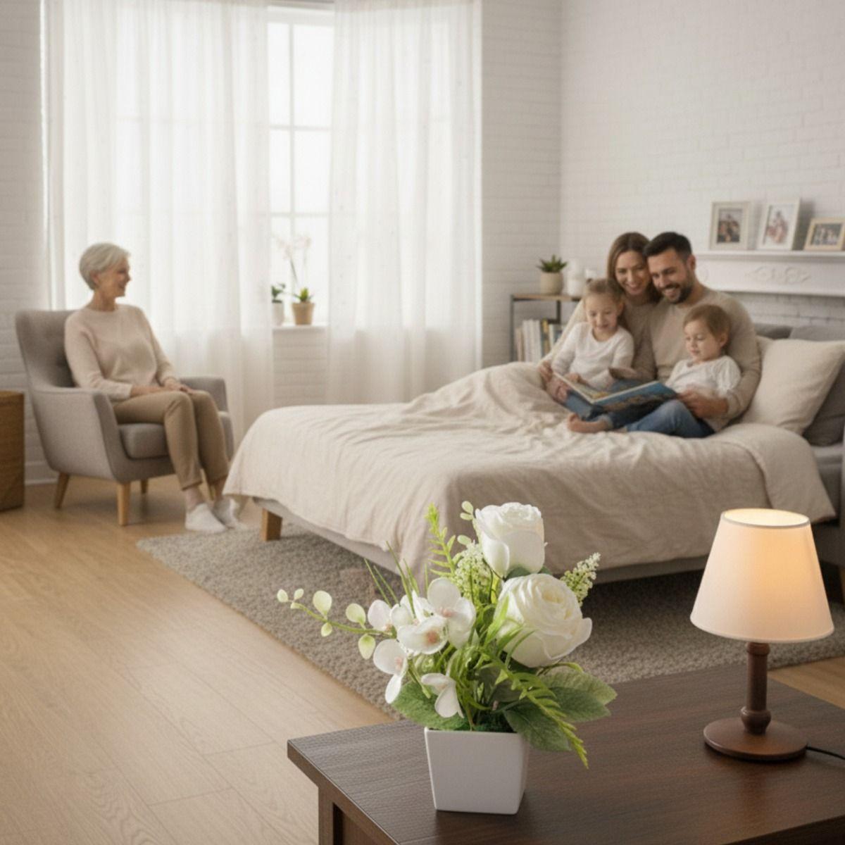 Set 2 Planta Artificial Decorativa Arreglo Floral Rosa Jhn-3