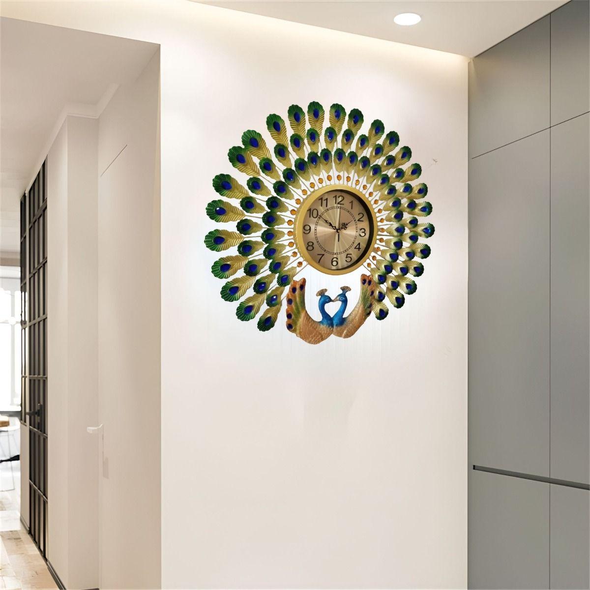 Reloj Pared Pavo Real Decorativo Moderno Silencioso Jhn-8