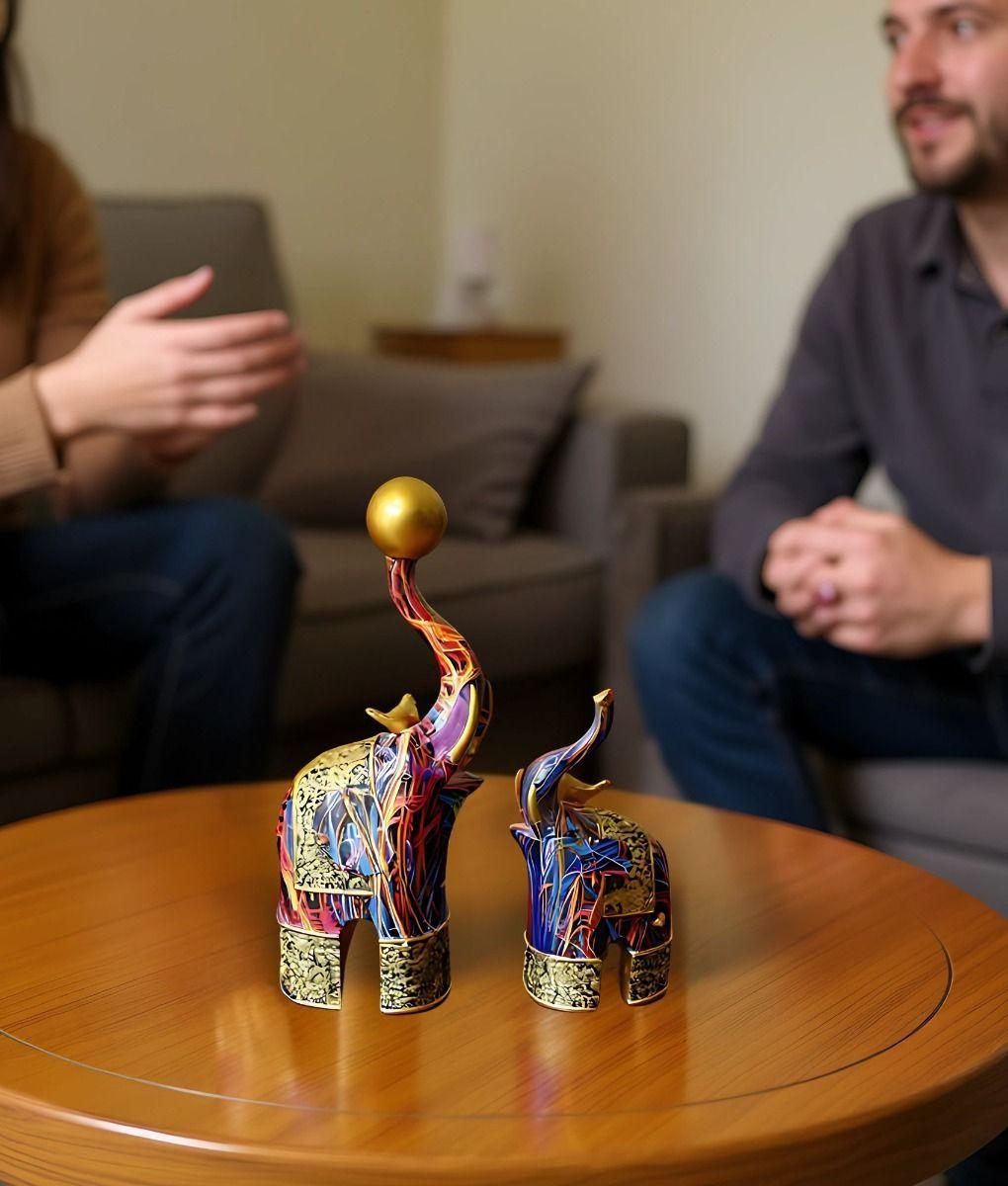 Set 2 Figura Decorativa Elefante Graffiti Colorido Hogar Jhn-3