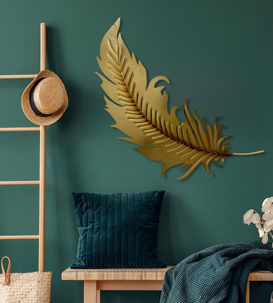 Decoración Creativa Pared Pluma Dorada Escultura Hogar Jhn-8