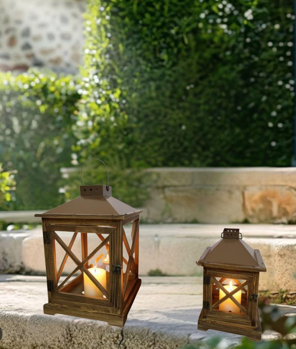 Set 2 Portavelas Decorativas Estilo Rústico Adorno Jhn-6