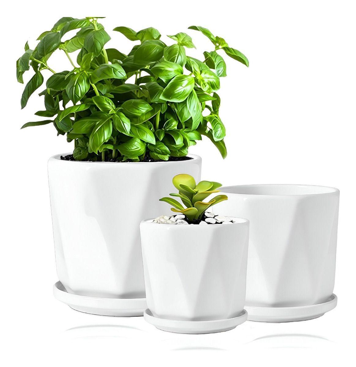 Macetas Blancas Agujeros Drenaje 3 piezas Jhn-2