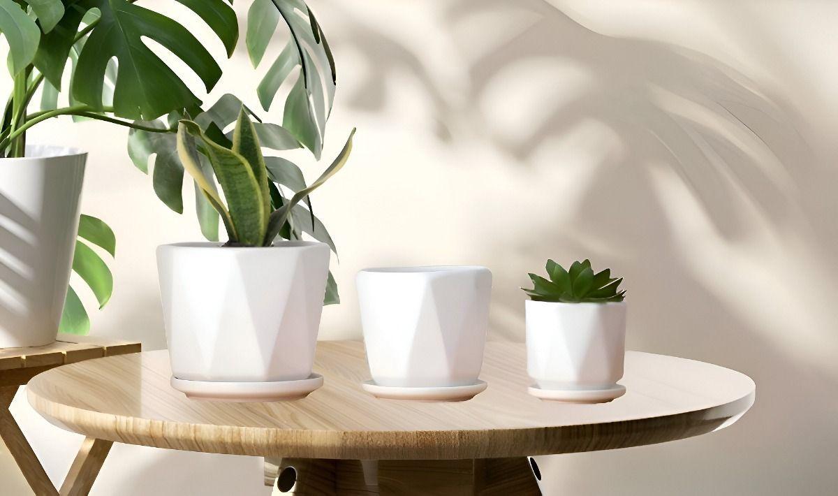 Macetas Blancas Agujeros Drenaje 3 piezas Jhn-3