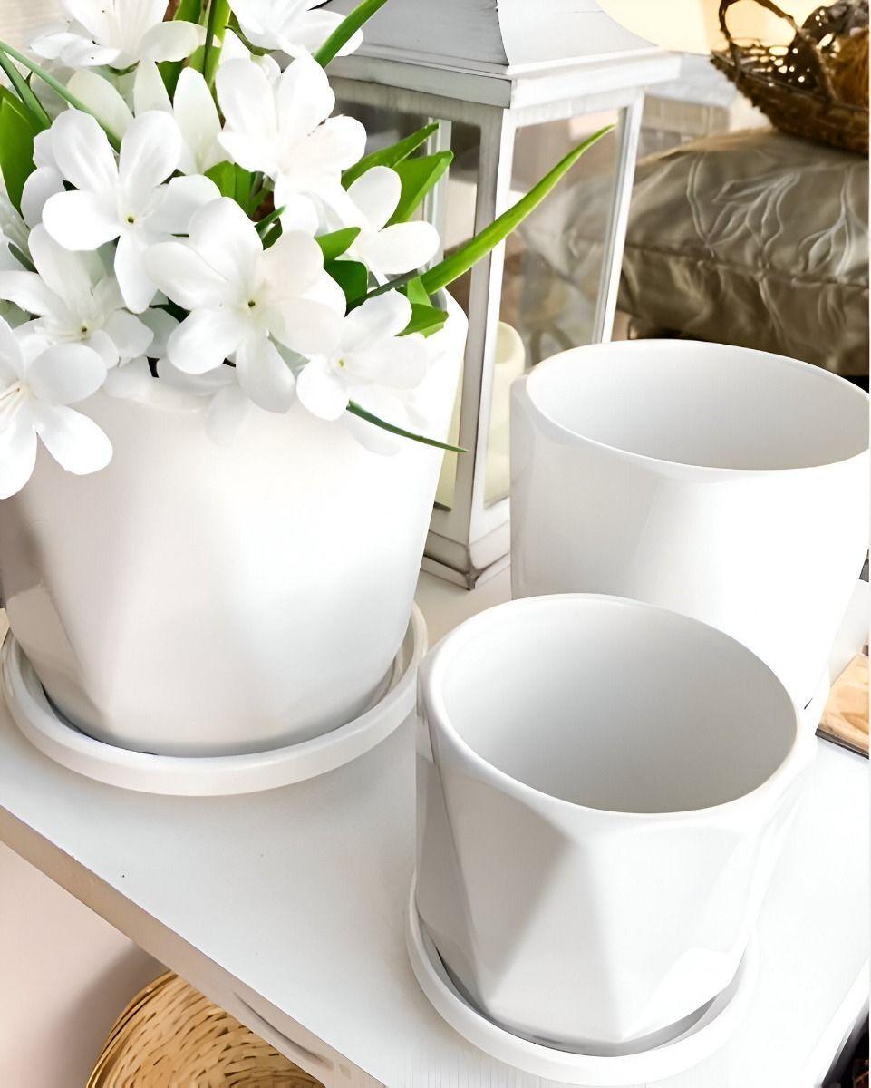 Macetas Blancas Agujeros Drenaje 3 piezas Jhn-9