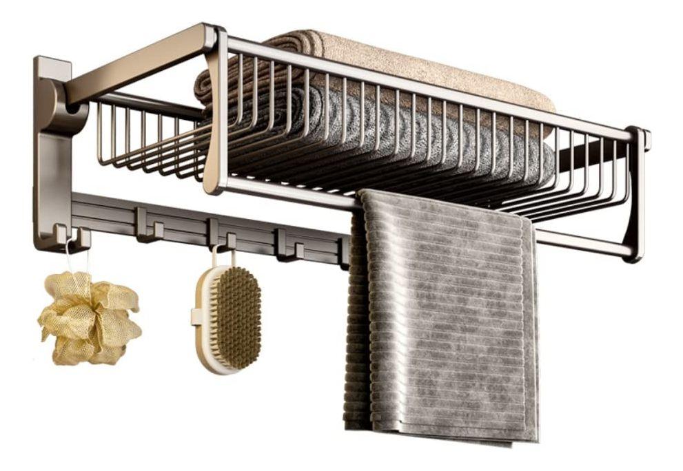 Estante Organizador Baño Doble Barra 5 Ganchos Pared Jhn-2