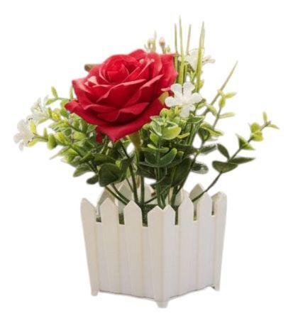 Set 2 Flor Artificial Rosa Valla Encanto Compacto Adorno Jhn-2