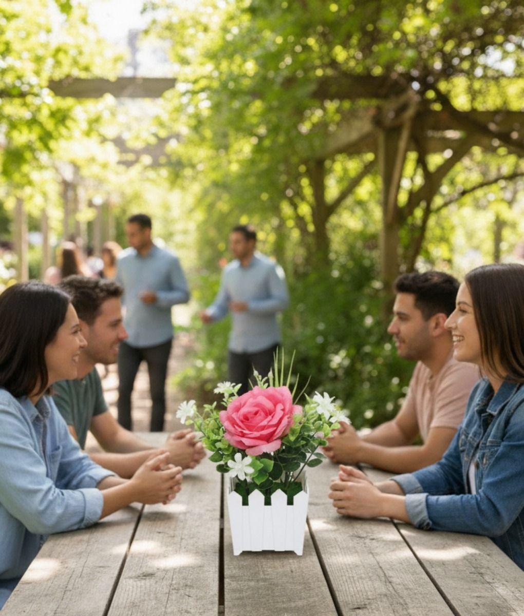 Set 2 Flor Artificial Rosa Valla Encanto Compacto Adorno Jhn-3