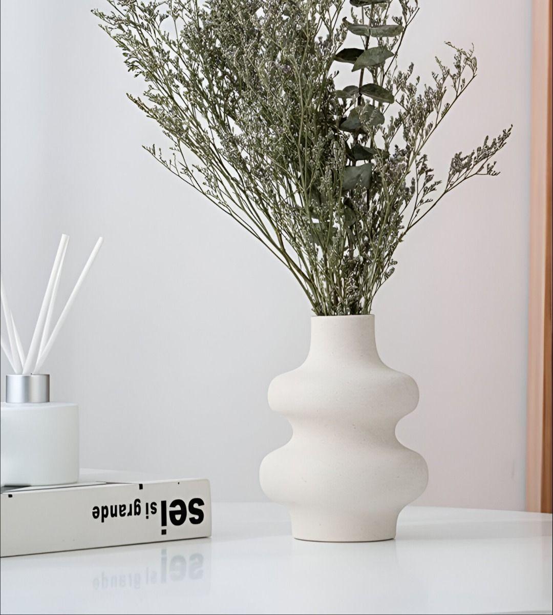 Jarrón Ondulado Moderno Flores Minimalista 15cm Jhn-4