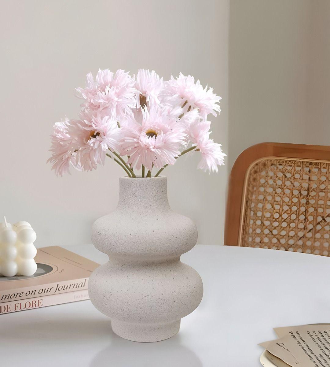 Jarrón Ondulado Moderno Flores Minimalista 15cm Jhn-5