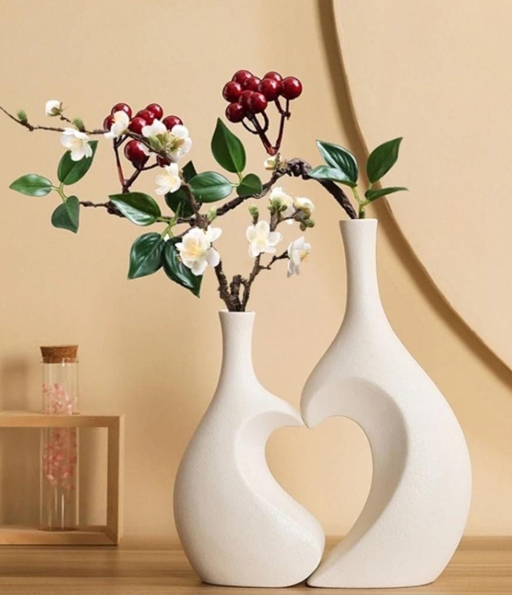 Florero Jarrón Decorativo Corazón Textura Hogar Flores Jhn-4