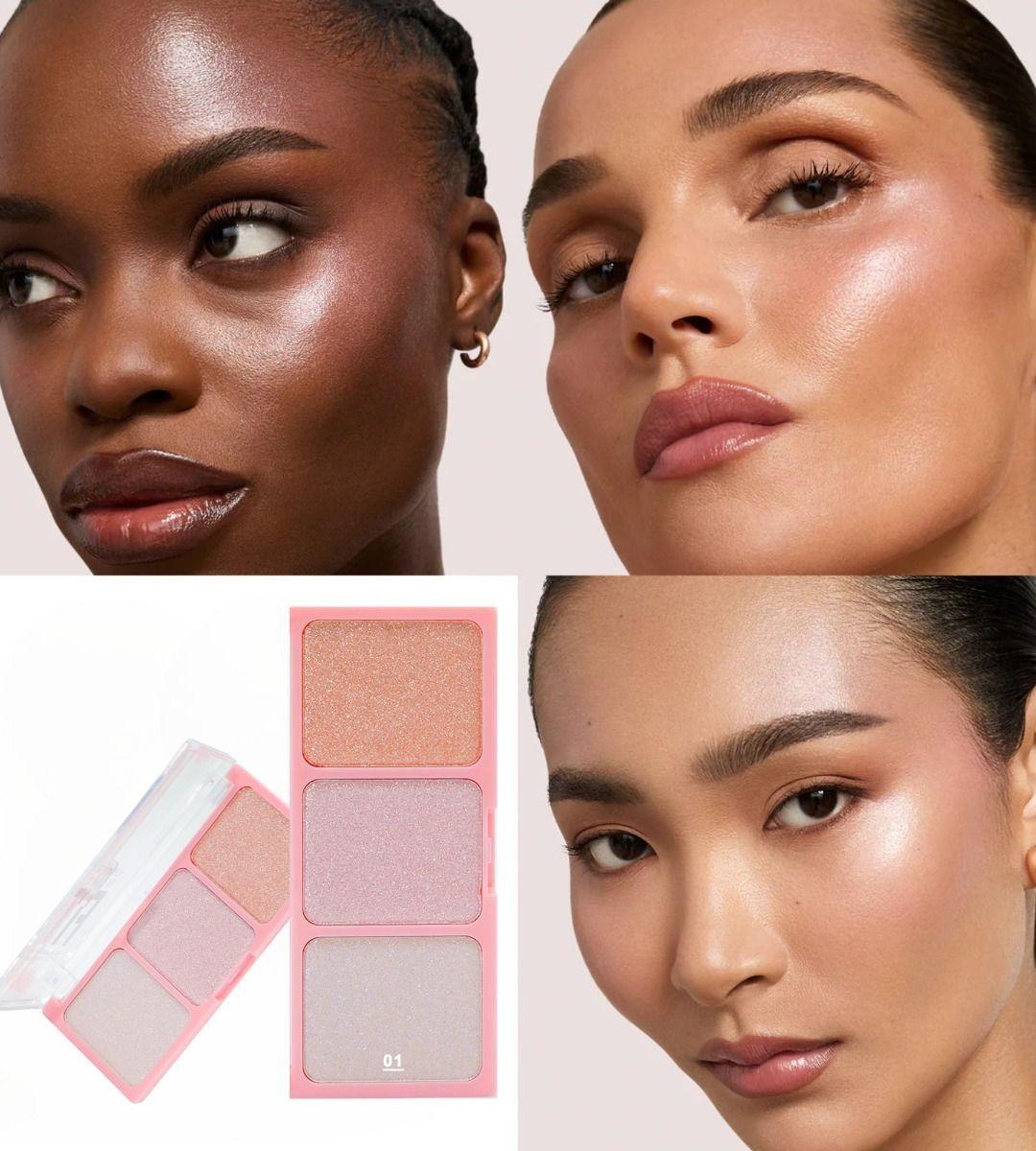 Set 3 Iluminador Polvo 3 Colores Luminosidad Brillo Jhn-3