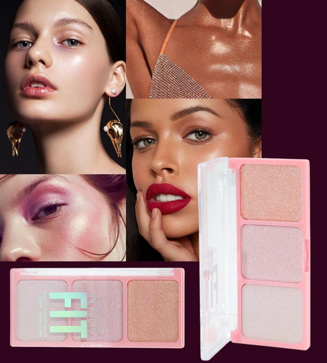 Set 3 Iluminador Polvo 3 Colores Luminosidad Brillo Jhn-4