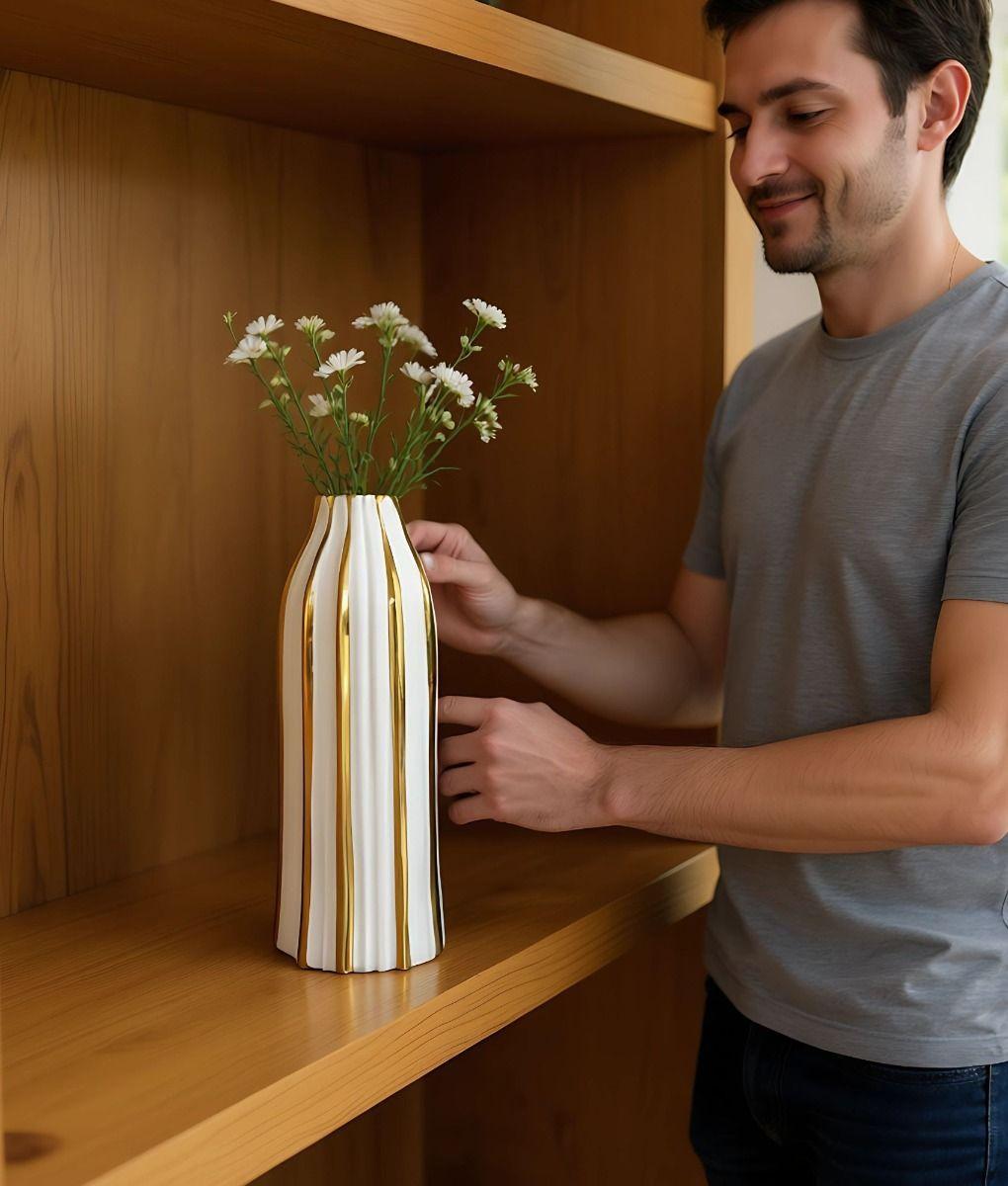 Florero Decorativo Rayas Moderno Versátil Hogar Jhn-5