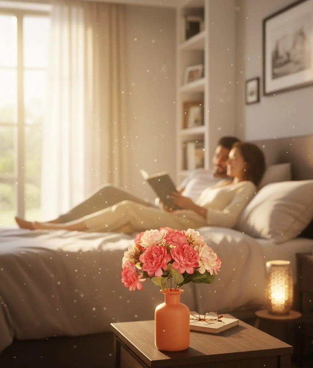 Set 5 Flores Decorativas Artificiales Ramo Claveles Jhn-7