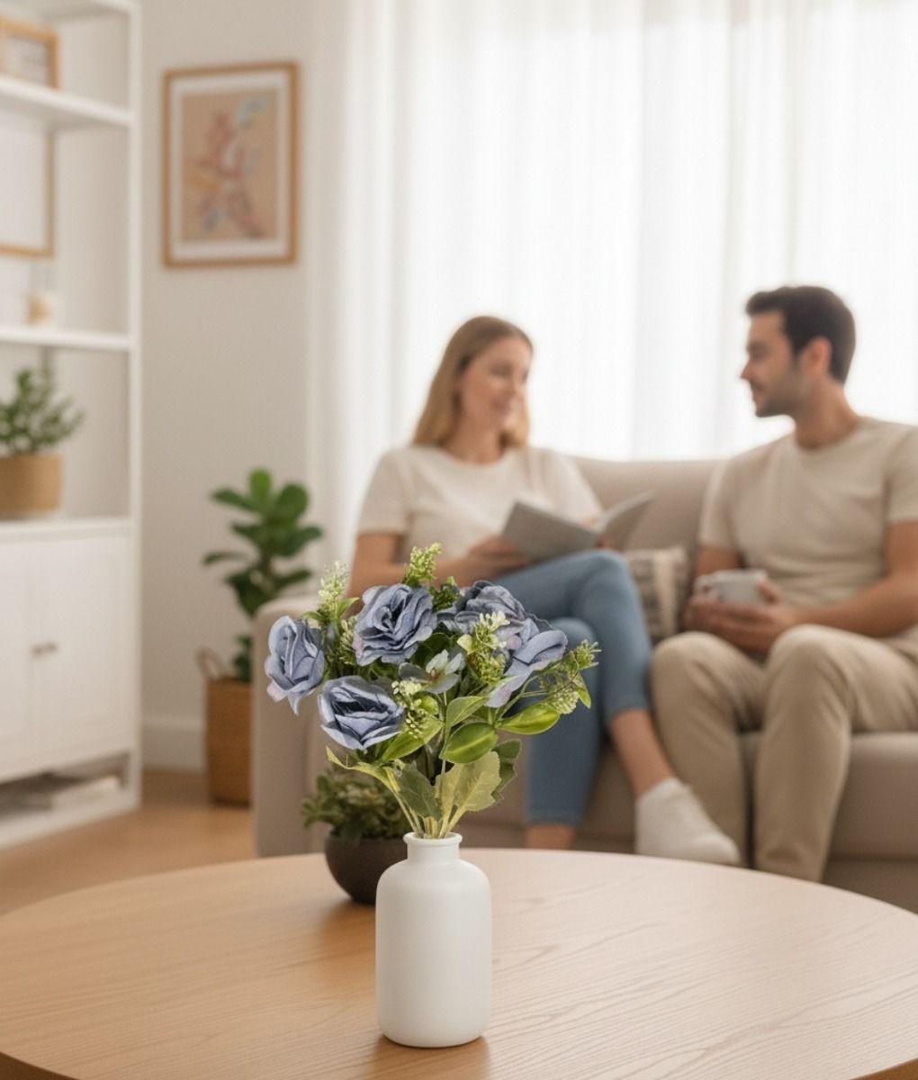 Set 4 Ramo Flores Artificiales Rosas Silvestres Adorno Jhn-2