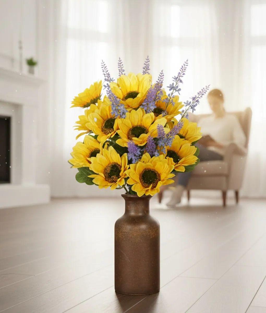 Set 2 Flores Artificiales Ramo Decorativo Margarita Jhn-8